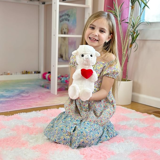 Valentine's Day Stuffed Animal - Llama Stuffed Animal, Llama Plush, 8.5 Inches Tall, Valentines Heart Plushies