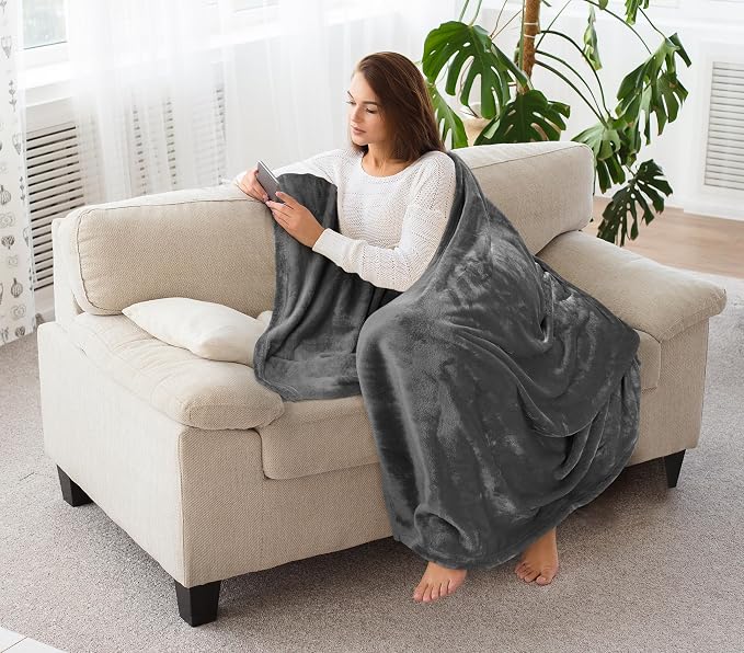 Utopia Bedding Soft Fleece Bed Blanket Throw XL Size Grey (50x70 Inch) | Microfiber Plush Warm Lightweight Breathable Cozy Blanket Anti-Static, All Season Use, Gift for Women and Men