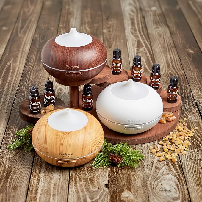 Ultimate Ultrasonic Aromatherapy Diffuser for Essential Oils - Therapeutic Grade, Helps You to Relax - 3 Timer & 7 Ambient Light Settings - Up to 16 Hours of Use - Cherry, 300mL