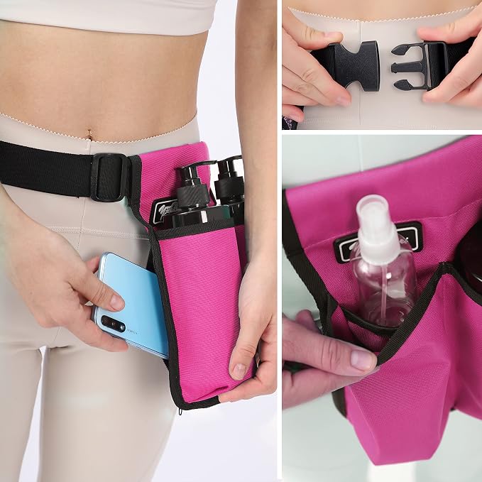 Massage Bottle Bag Massage Therapist Holster Massage Lotion Holster Massage Oil Holster（YR-2KD-Rose Red）