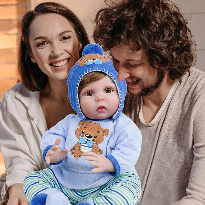 Milidool 22-Inch Reborn Baby Boy Doll with Accessories - Realistic Newborn Silicone Boy Doll for Age 3+, Birthday Gift
