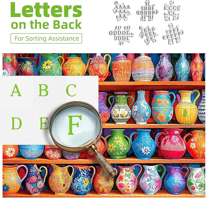 1000 Piece Jigsaw Puzzle for Adults - Colorful Floral & Geometric Vase Collection - Unique & Challenging Puzzle (27.5x19.7 Inches) for Relaxation, Home Decor & Family Fun