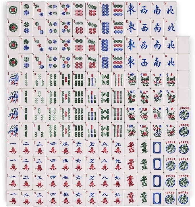 Yellow Mountain Imports American Mahjong Set, Little Birdie with Wooden Case, Wooden Racks with Acrylic Pushers, Wright Patterson Scoring Coins, Dice, & Wind Indicator