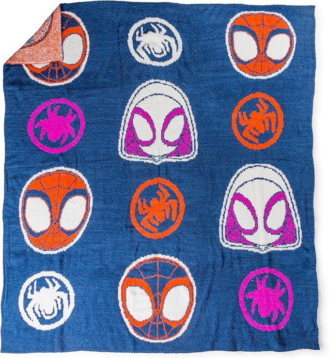 Jay Franco Marvel Spidey & His Amazing Friends Feather Knit Fluffy Throw Blanket - Ghost Spider and Miles Morales Fuzzy Blanket Measures 50 x 60 inch - Super Soft Lightweight Bedding