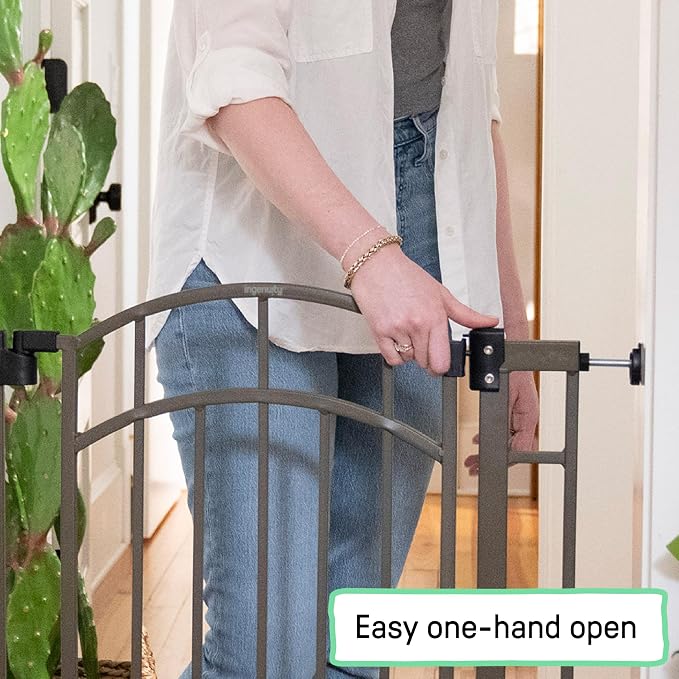 Ingenuity Decorative Extra Tall Baby Gate & Dog Gate, 28.5"-48" Wide, 36" Tall, Hardware or Pressure Mounted, Install on Top or Bottom of Stairs, Banister, or Doorway - Bronze