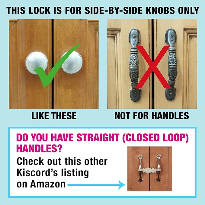 Baby Safety Cabinet Locks for Knobs Child Safety Cabinet Latches for Home Safety Strap for Baby Proofing Cabinets Kitchen Door RV No Drill No Screw No Adhesive (Black)
