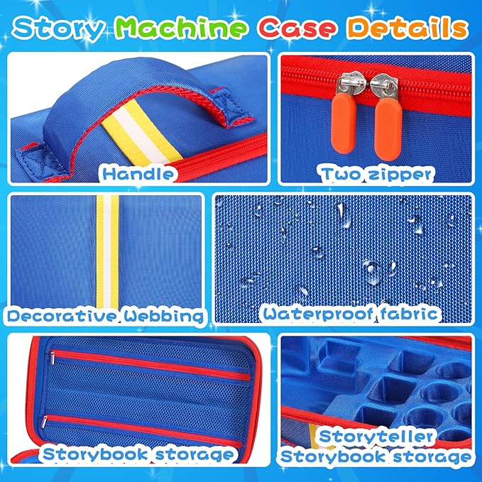 Hard Travel Case Compatible with Little Tikes for Story Dream Machine Books Starter Set, Protective Storage Case Container for Storytime Audio Play Real for Littles Character Collection (Blue, Large)