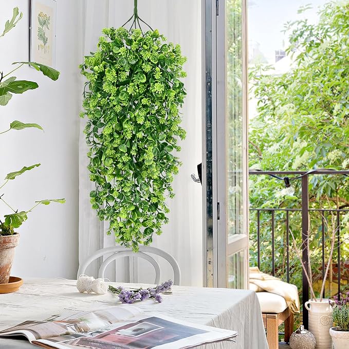 Waipfaru 4Pcs Fake Hanging Plants 3ft Fake Plants Vines Greenery | UV Resistant Faux Outdoor Plants Ivy Vines for Modern Boho Patio Outdoor Indoor Party Wall Porch Gazebo Aesthetic Decor