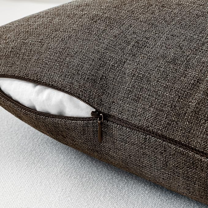 MIULEE Pack of 2 Linen Textured Pillow Covers, 18x18 Inch Dark Brown | Decorative Burlap Throw Pillowcases, Neutral Boho Farmhouse Accent Home Decor for Sofa Couch Bedroom Living Room