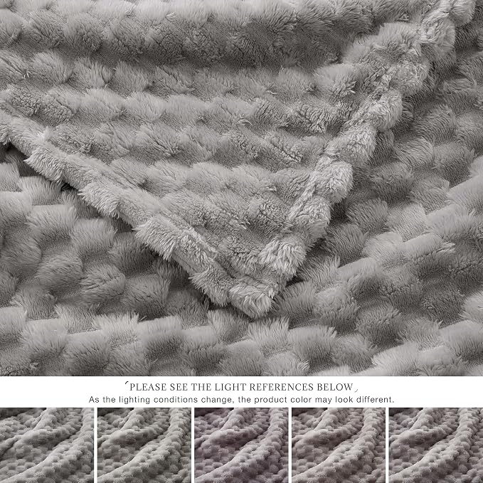 EXQ Home Fleece Throw Blanket for Couch or Bed - 3D Imitation Turtle Shell Jacquard Decorative Blankets - Cozy Soft Lightweight Fuzzy Flannel Blanket Suitable for All Seasons(50"×60",Light Grey)