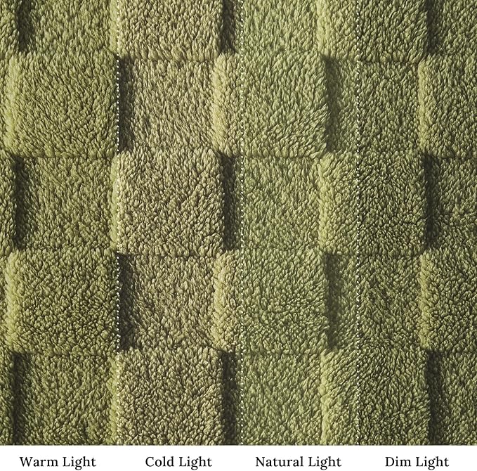 Exclusivo Mezcla 3D Checkered Fleece King Blanket for Bed, Olive Green | Super Soft and Cozy Fluffy Blanket, Lightweigh and Breathable Blanket for Living Room, Bedroom, Decor, All Season, 104"x90"