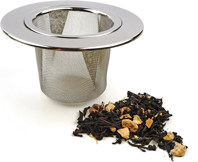 RSVP International Loose Leaf Tea Strainer, 18/8 Stainless Steel, Dishwasher Safe, 3.75" Diameter