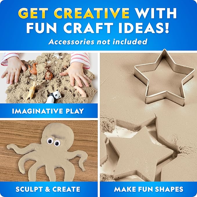 National Geographic Moon Sand - 12 Lbs. with Castle Molds (Natural) - A Fun No Mess Sensory Activity, Kids Fake Sand Play Set, Sensory Bin Filler