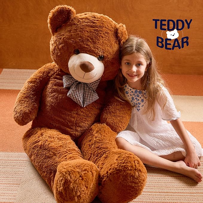 47 inch Big Giant Teddy Bear Stuffed Animals, Dark Brown Soft Plush Life Size Bear Toy All Ages Gift for Children/Girlfriend/Valentine's Day/Christmas/Birthday/Baby Shower/Wedding/Party Decorations
