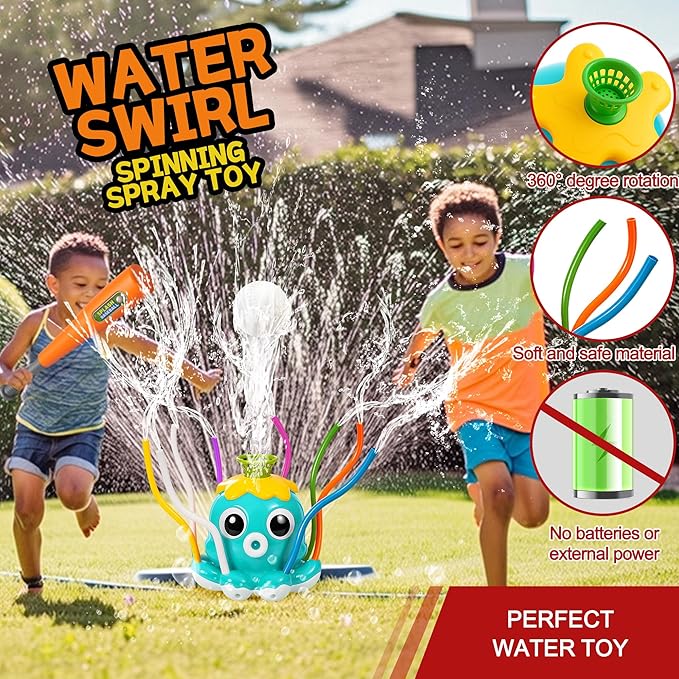 Water Sprinkler Baseball Toy for Kids Outdoor Play Toys – Backyard Summer Splash Game for Boys and Girls, Connects to Garden Hose, Fun Lawn Activity for Yard, Beach, or Birthday Party