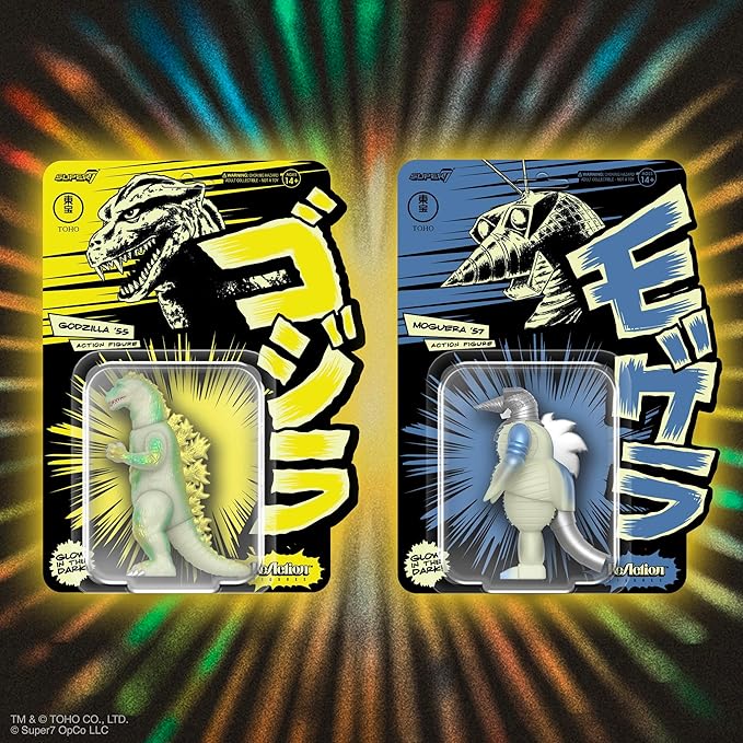 Super7 Toho Godzilla '55 (Glow in The Dark) Reaction Figure - 3.75" Toho Godzilla Action Figure Classic Monster Movie Collectibles and Retro Toys