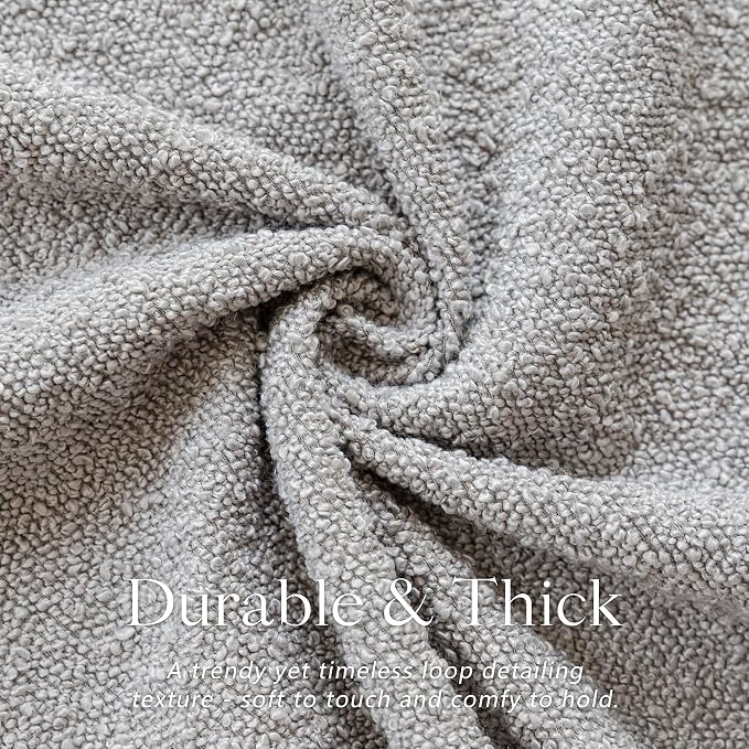 Foindtower Pack of 2 Textured Boucle Throw Pillow Covers Accent Solid Decorative Pillow Cases Cozy Woven Couch Cushion Case for Sofa Bedroom Living Room Home Decor, 18 x 18 Inch,Neutral Grey