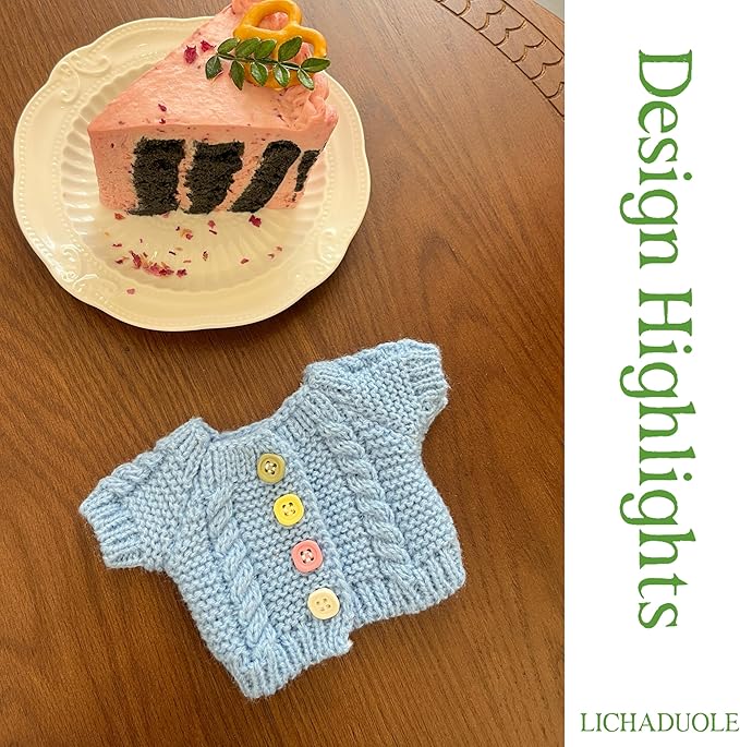 7"/18cm Clothes for Stuffed Animals Bashful Bunny Outfit - Knit Cardigans Scarf 3-Piece Set（NO Doll）