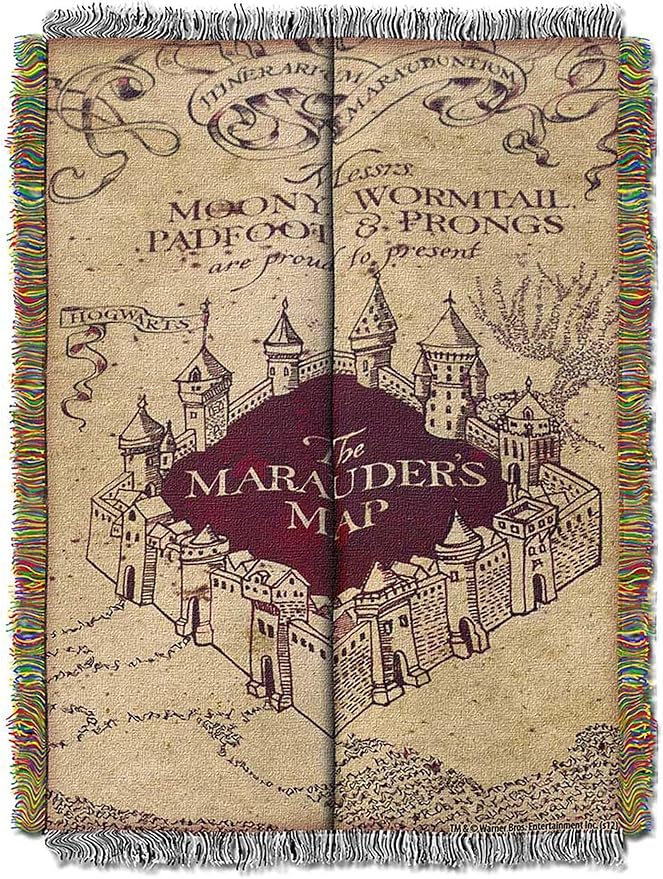 NORTHWEST Harry Potter Woven Tapestry Throw Blanket, Designer Home Décor, Modern, Unique Gift, 48" x 60", Marauder's Map (Pack of 6)