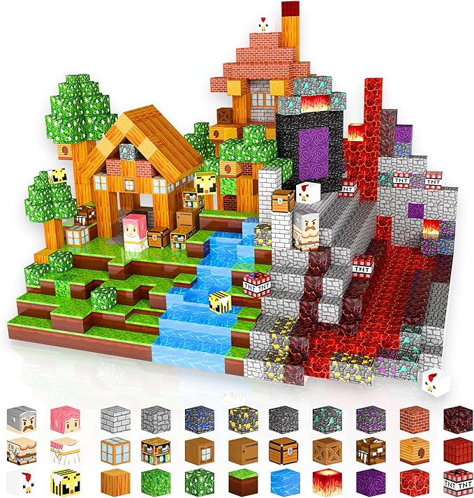 200PCS Magnetic Blocks, 0.8in Magnet Building Cubes Toys for Kids Ages 3+, Stacking Construction Magnetic Set Birthday Gift for Boys and Girls