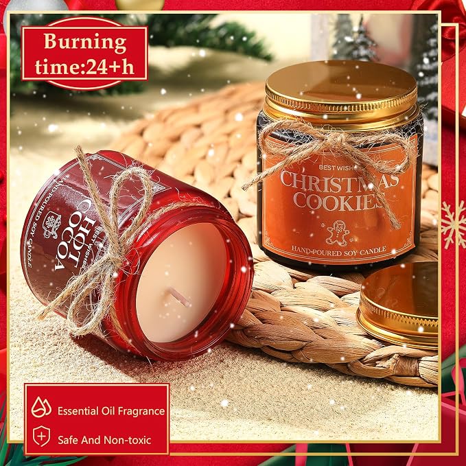 MTLEE 6 Pcs Christmas Candles Gifts Bulk Scented Candle Jars for Coworkers Women Aromatherapy Candles for Home Xmas Birthday Gifts Yoga(Stylish Color)