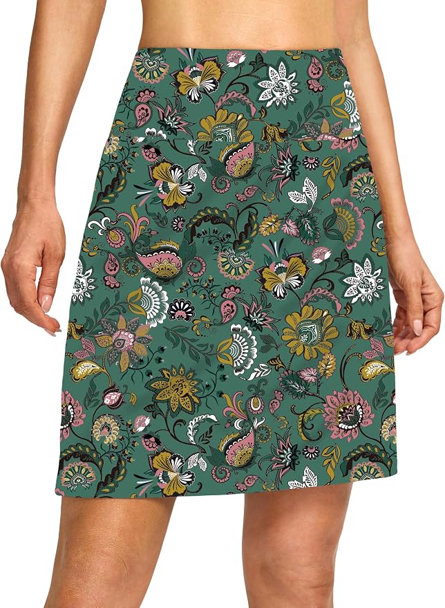 G Gradual 19" Skorts for Woman with Pockets High Waist Golf Skirt | Lightweight, Stretchy, Breathable, Tummy Control, Built-in Shorts, Athletic, Tennis, Pickleball, Casual Summer