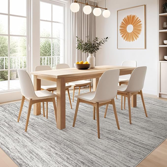 Nakagishi Boho 5x7 Area Rug Living Room Rugs Machine Washable Gray | Soft, Pet & Kid Friendly, Carpet for Living Room/Bedroom/Office/Kitchen/Nursery, Daily Home Decor Stain Resistant Moroccan