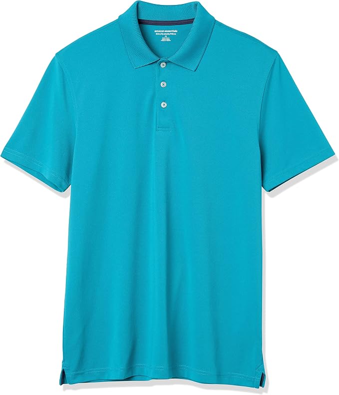 Amazon Essentials Men's Moisture Wicking Golf Polo Shirt, Short Sleeve, Slim-Fit, Quick-Dry, Active Wear