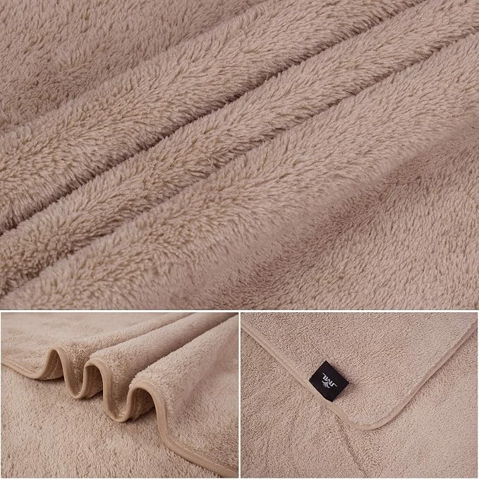 JML Luxury Hotel & SPA Bath Towels (2 Pack, 30"x60") - 350GSM High Density Fleece Towel Sets - Super Soft and Absorbent, Lint Free, Fade Resistant Oversized Bath Towel, Coral Fleece Camel | 350GSM, Microfiber, Super Soft, Absorbent, Quick-drying, Light...