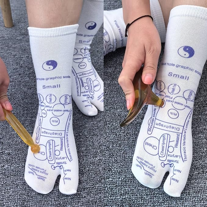 BIRDDIE Acupressure Reflexology Socks Physiotherapy Massage Relieve Tired Feet Reflexology Socks with Massage Tools for Women and Men (Women)