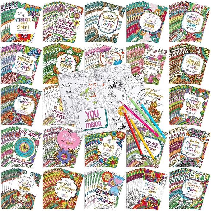 Liliful 144 Pcs Motivational Sayings Coloring Book Bulk for Adult DIY Art Stress Relief Drawing Book with Inspiring Patterns for Adults, Party Favors, Goodie Bag Filler and Holiday Gifts