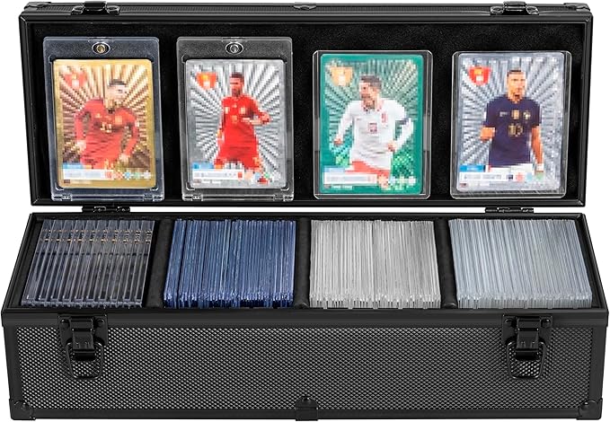 Toploaders Storage Box for 3" x 4" 35pt Rigid Card, Top Loader Storage with 3 Partition Holds 200+ Toploaders, Magnetic Card Holders