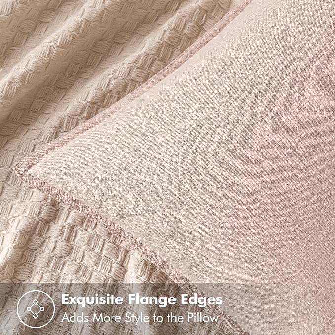 MIULEE Decorative Linen Pillow Covers 18x18 Inch Light Pink | Boho Farmhouse Neutral Couch Throw Pillows for Bed, Pack of 2 Accent Modern Pillowcases, Sofa Livingroom Home Decor