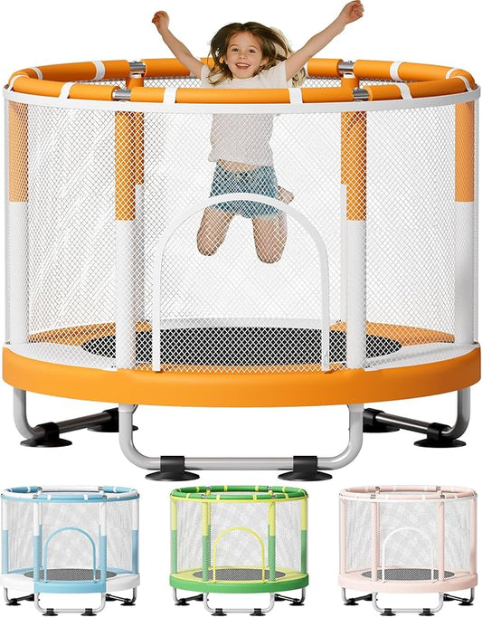 ZCMHAXJ 55" Trampoline for Kids, 440lbs Capacity Indoor & Outdoor Toddler Trampoline, Gifts for Boys & Girls