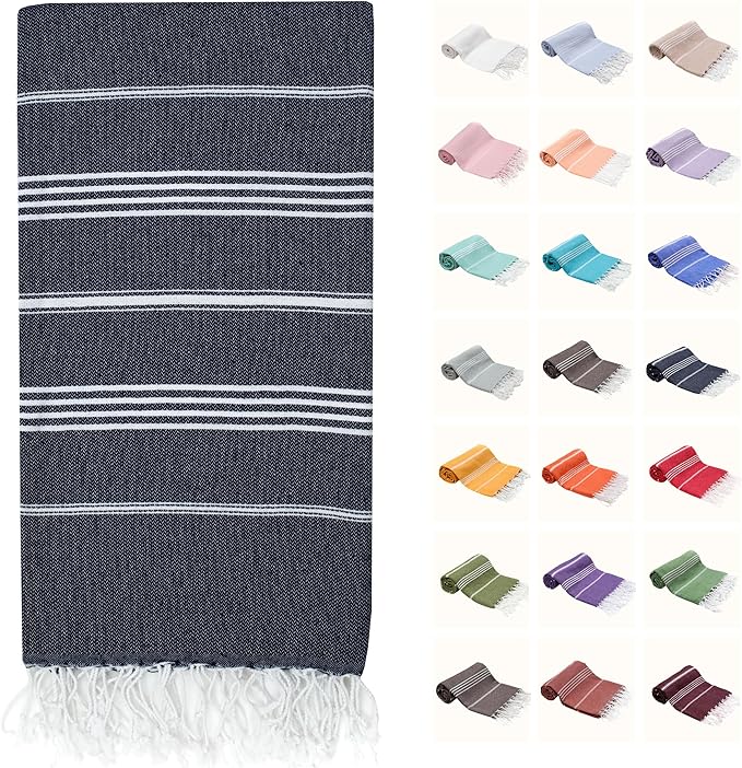 Park&Oz Turkish Beach Towel – Oversized 100% Cotton Quick-Dry & Sand-Free Blanket 72x40 – Ultra-Absorbent, Lightweight & Compact Pool Towel for Beach, Travel, Spa, Gym, Camping & Home (Charcoal)