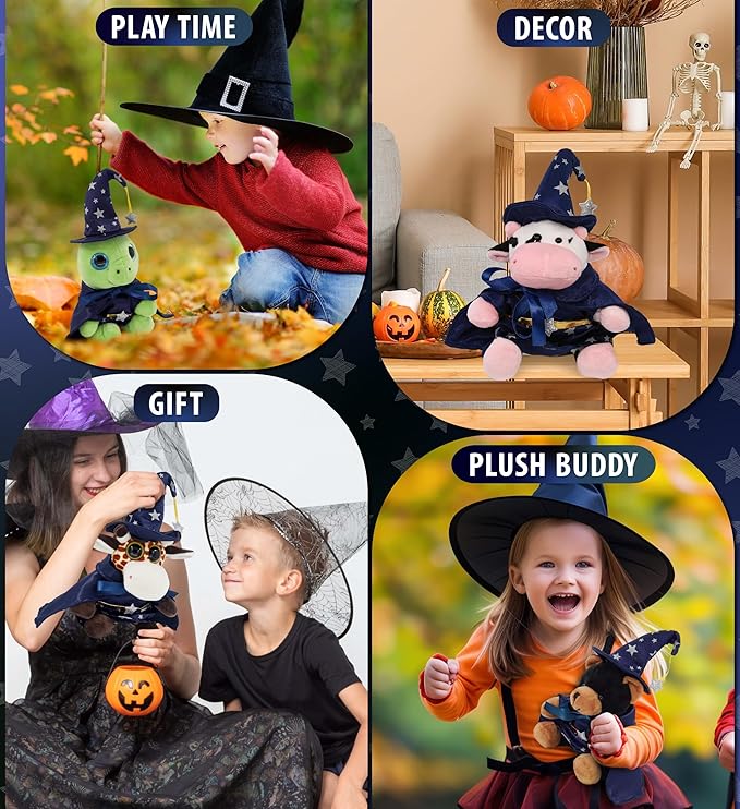 DolliBu Wizard Stuffed Animal Dress Up Set - Cute Teddy Bear Wizard Costume with Blue Cape and Hat with Silver Stars