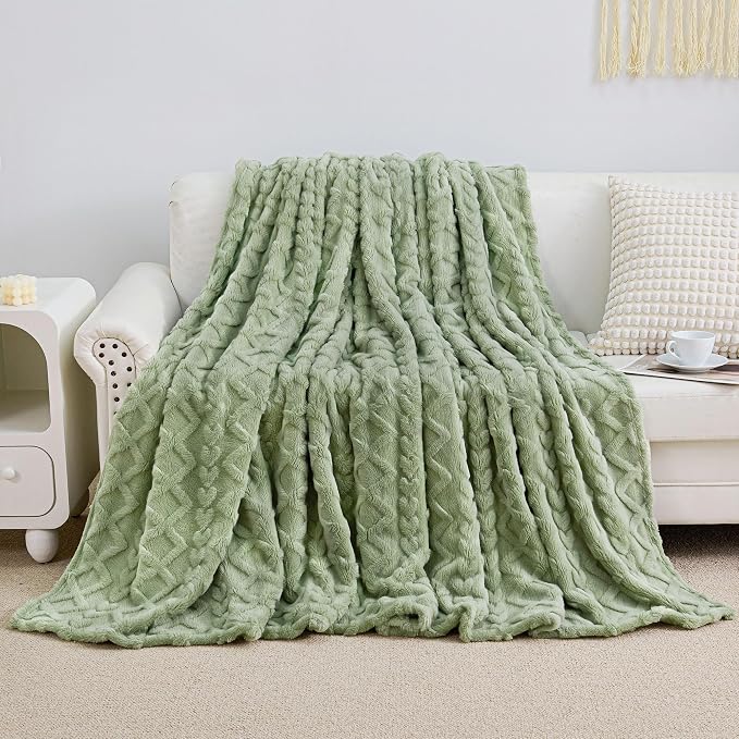 Aganear Fleece Throw Blanket for Couch Sofa 50"x60" Sage Green | Lightweight Fuzzy Throw,Warm Gift for Women,Christmas,Housewarming,Soft,Boho Design for Room Home Decor,All-Season Use