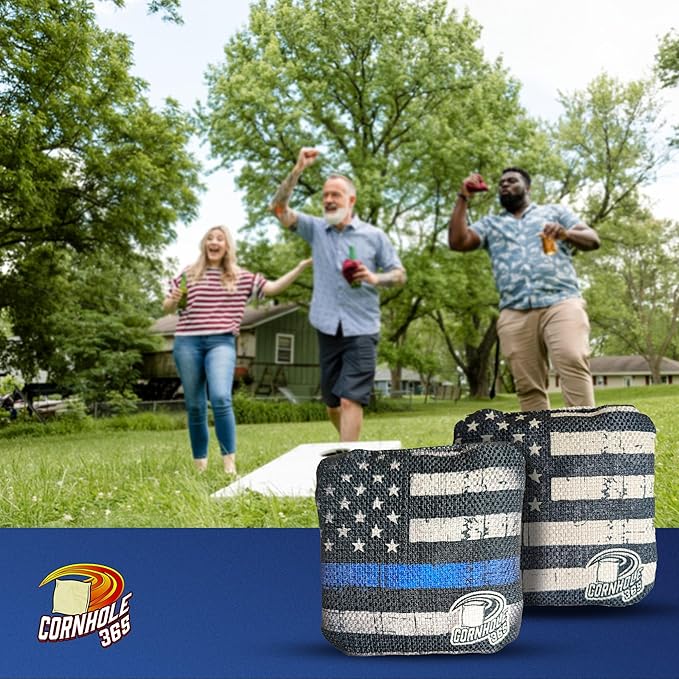 Cornhole365 - Stick & Slide - Professional Corn Hole Bag - Heavy-Duty Double-Stitched Polyester Fabric & Resin Filling for All-Weather - Versatile Regulation Size Cornhole Bean Bags - Set of 8