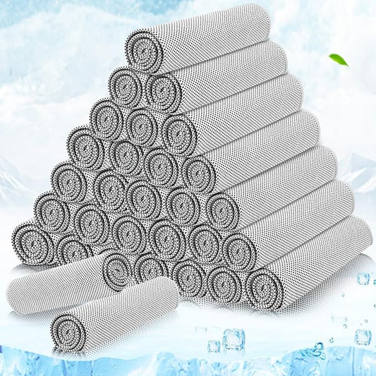 MENOLY 30 Packs Cooling Towels Bulk Cooling Towels for Neck and Face Gym Workout Cooling Neck Rags for Sports Yoga Soft Microfiber Breathable Sweat Rags for Hiking Running Fitness-Gray