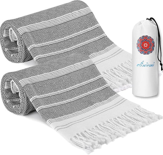 2 Pack Turkish Beach Towel Quick Dry Sand Free Mens Birthday Gift Idea for Dad Father Day Husband Brother Uncle Boyfriend in Law Male Boss Grandpa Him Retirement 60th 50th 40th 30th Wife Daughter Son