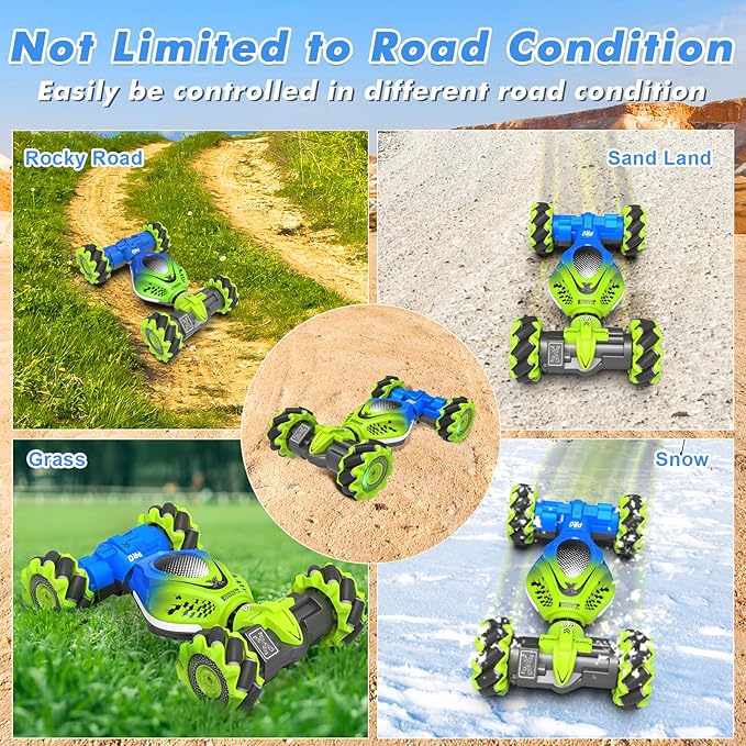Gesture RC Car, 2.4GHz 4WD Gesture Sensing RC Stunt Car Toys for 6-12 Years Old Boys Girls, Hand Controlled Remote Drift Twist Offroad 360° Rotation with Lights Music for Birthday Gifts