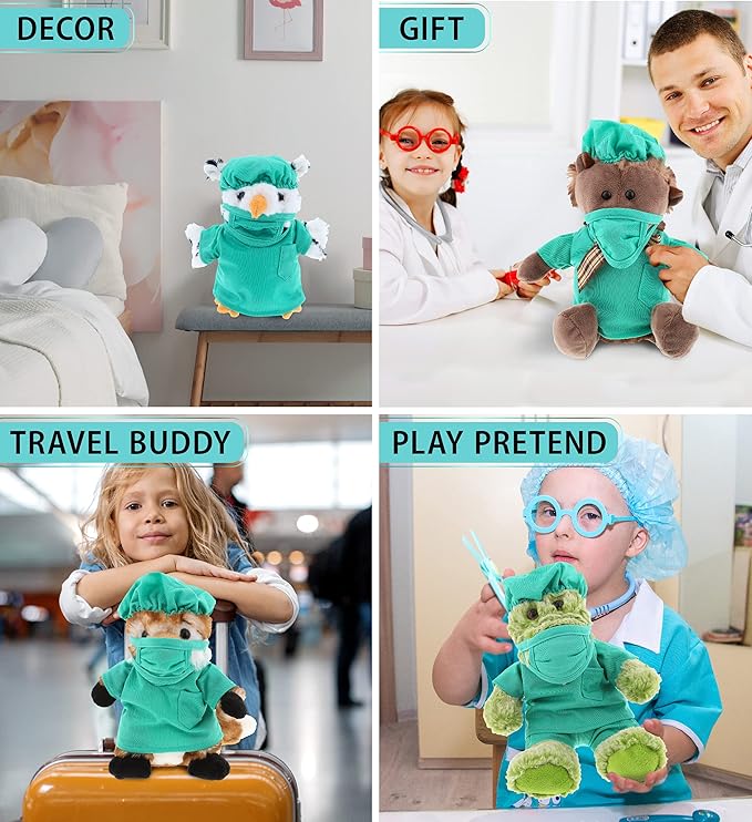 DolliBu Doctor Dress Up Set For Teddy Bear Plush Toy - Surgeon Scrubs Outfit For Stuffed Animals, Doctor Cap, Shirt, Pants, & Mask For Teddy Bear Costume - Large