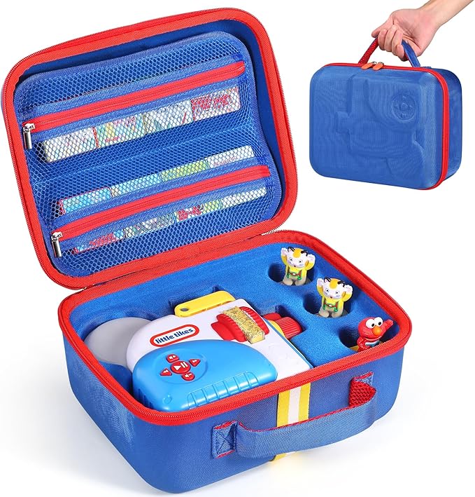 Hard Travel Case Compatible with Little Tikes for Story Dream Machine Books Starter Set, Protective Storage Case Container for Storytime Audio Play Real for Littles Character Collection (Blue, Small)