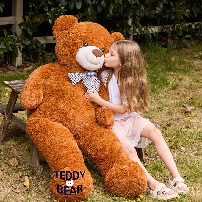 47 inch Big Giant Teddy Bear Stuffed Animals, Dark Brown Soft Plush Life Size Bear Toy All Ages Gift for Children/Girlfriend/Valentine's Day/Christmas/Birthday/Baby Shower/Wedding/Party Decorations
