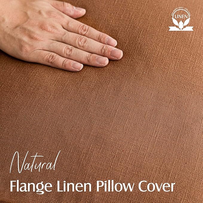 Foindtower Pack of 2, Decorative Linen Solid Throw Pillow Covers Neutral Farmhouse Pillowcase Soft Accent Lumbar Cushion Case for Couch Sofa Bedroom Living Room Home Decor Orange Brown 12 x 20 Inch