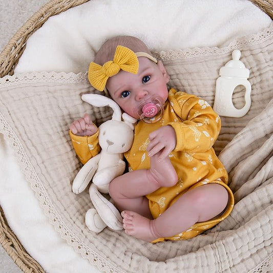 Milidool Lifelike Reborn Baby Dolls - 20 Inch Realistic Newborn Baby Dolls Girl, Real Life Baby Dolls with Soft Weighted Body, Real Baby Reborn Gift with Accessories for 3+ Years Old Kids