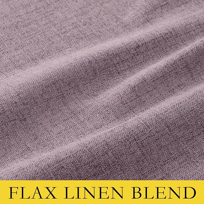 NICETOWN Chaise Mauve Vintage Linen 100% Blackout Curtains for Living Room, 52" Wide Per Panel, Set of 2, Thermal Insulated Curtains 90" Long, Noise Reducing Window Treatment Drapes for Home Cinema