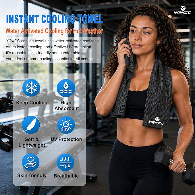 YQXCC 4 Pack Cooling Towels 40"x12", Cool Ice Towels for Neck & Face | Cooling Neck Wraps, Soft Breathable Microfiber Chilly Towels, Ideal for Gym, Yoga, Golf, Running, Camping & Hot Weather
