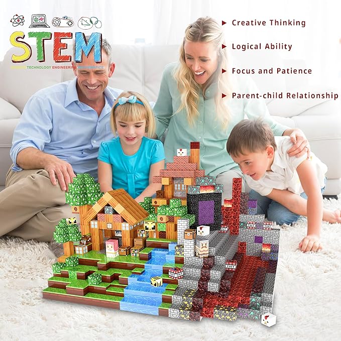 200PCS Magnetic Blocks, 0.8in Magnet Building Cubes Toys for Kids Ages 3+, Stacking Construction Magnetic Set Birthday Gift for Boys and Girls