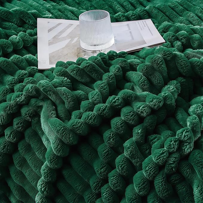 Christmas Green Throw Blanket for Couch Sofa 60"x80" Striped Design | Fleece Blankets Room Home Decor Lightweight Plush Soft Cozy Gifts for Women Mom
